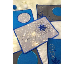 Stickserie ITH - Mug Rugs Snow Swirls